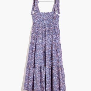 Madewell The Tie-Strap Tiered Midi Dress in Summer Vines